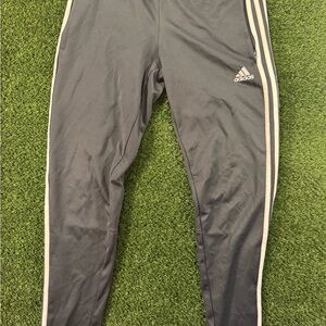 Adidas Men's Gray Joggers with White Stripes
